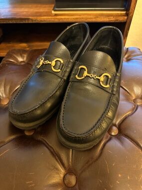 Men's Black Leather Loafers with Gold Bit Paraboot x United Arrows